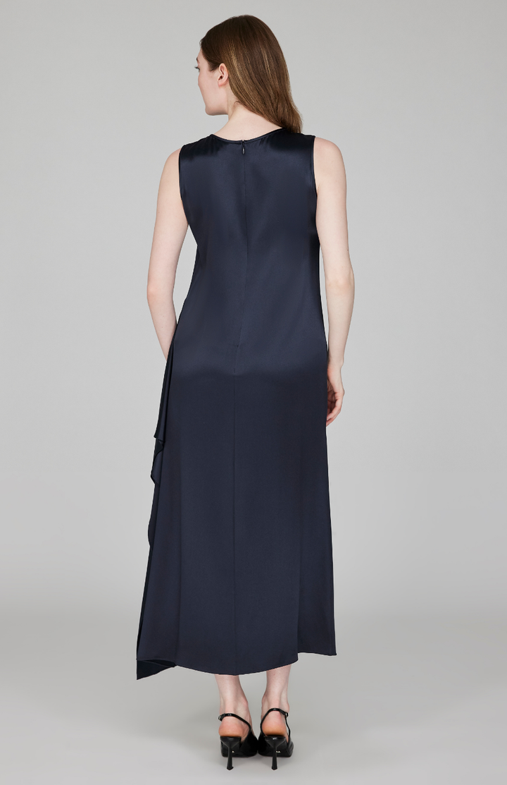 Satin Dress w/Side Cascade