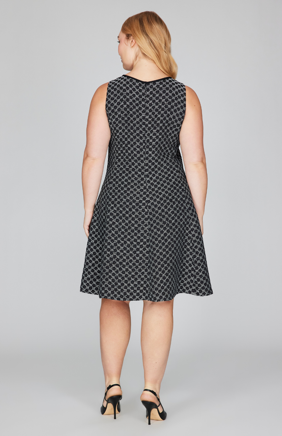 Textured Floral Jacquard Sleeveless Fit &amp; Flare Dress