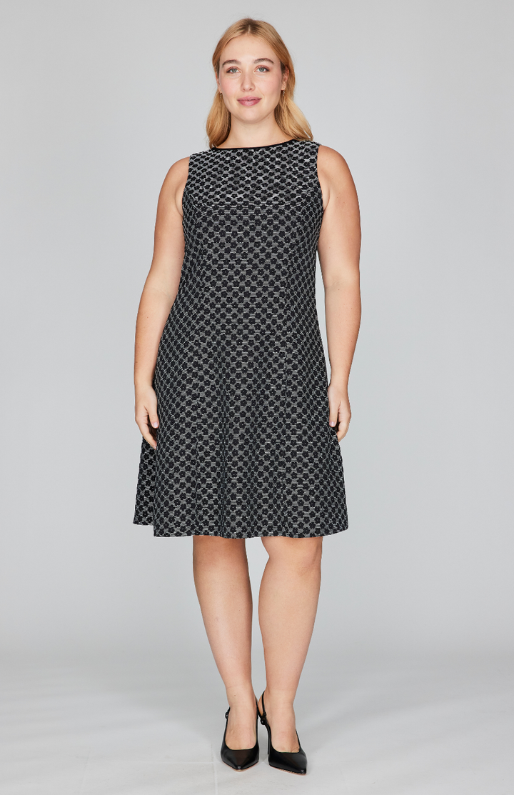 Textured Floral Jacquard Sleeveless Fit &amp; Flare Dress