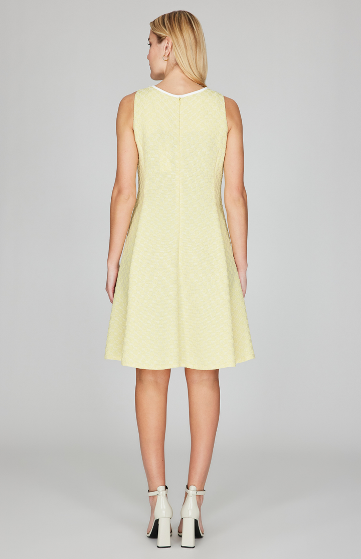 Textured Floral Jacquard Sleeveless Fit &amp; Flare Dress