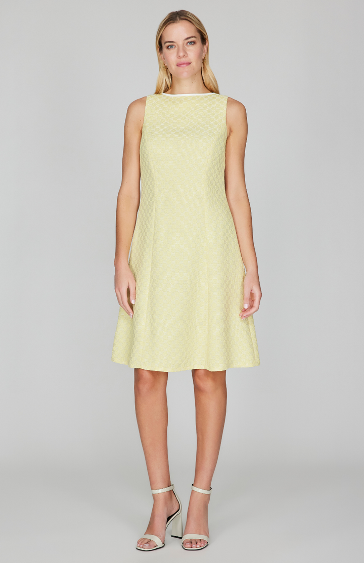 Textured Floral Jacquard Sleeveless Fit &amp; Flare Dress