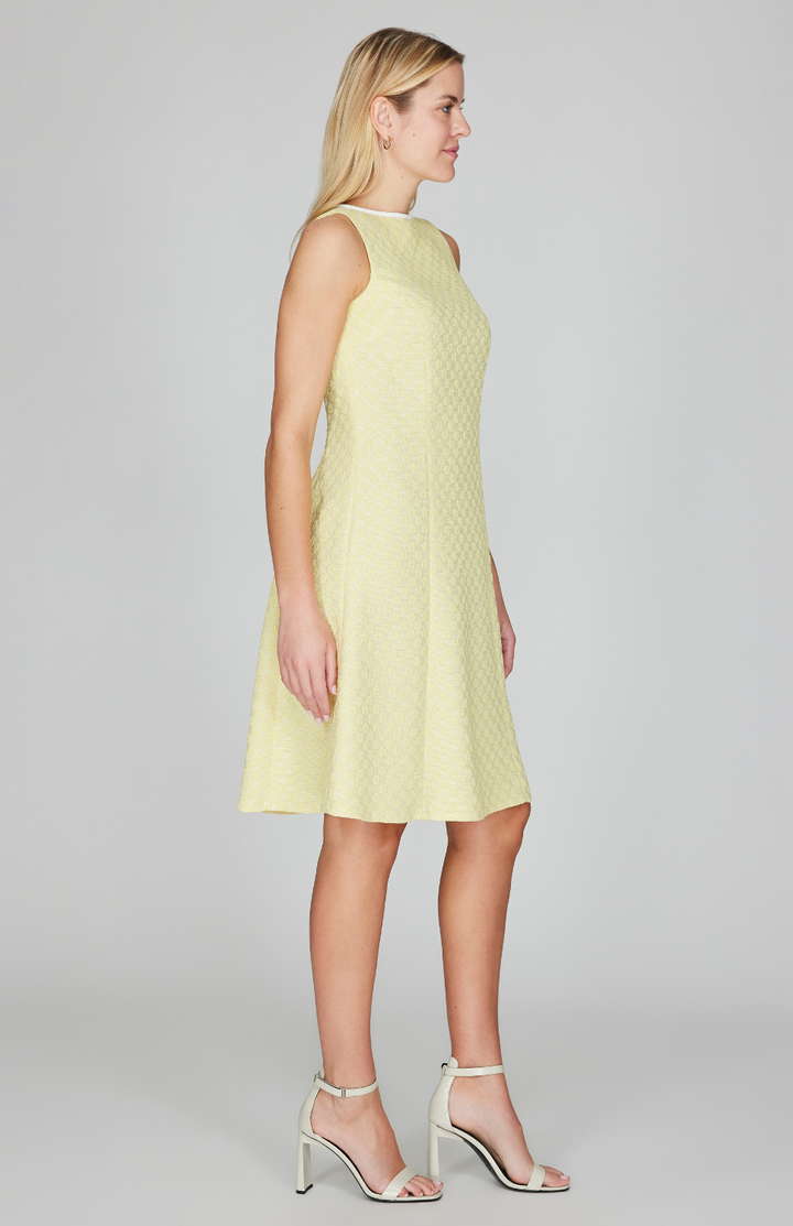 Textured Floral Jacquard Sleeveless Fit &amp; Flare Dress