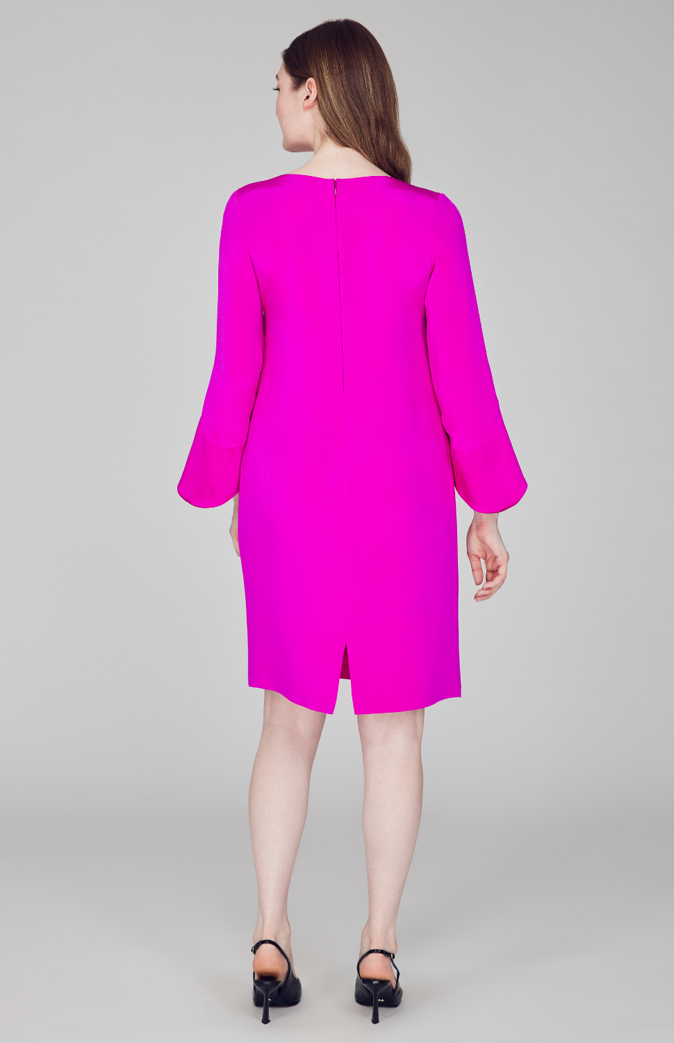 Silk Dress w/ Tonal Satin Cuff Detail