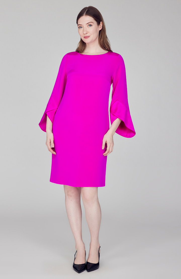 Silk Dress w/ Tonal Satin Cuff Detail