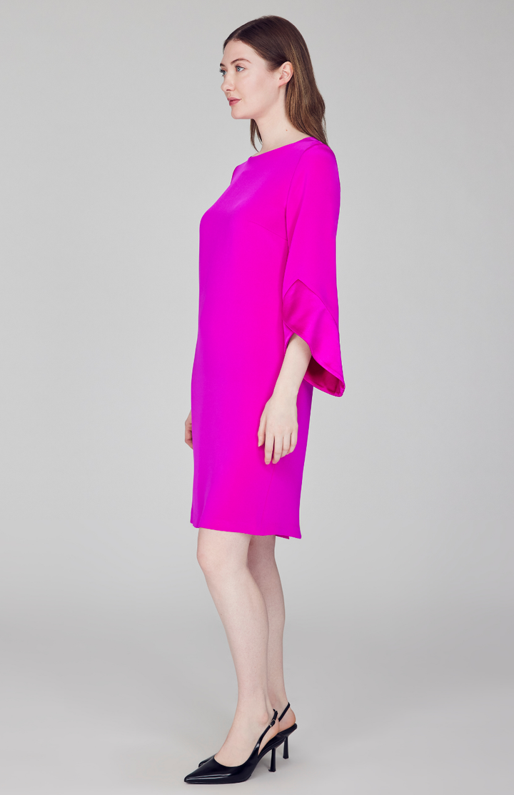 Silk Dress w/ Tonal Satin Cuff Detail