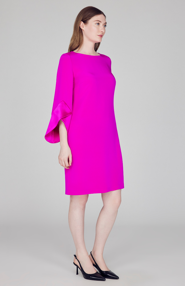 Silk Dress w/ Tonal Satin Cuff Detail