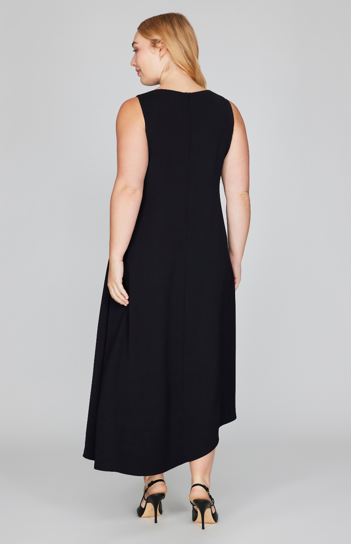 Lustrous Crepe Long Overlap Dress