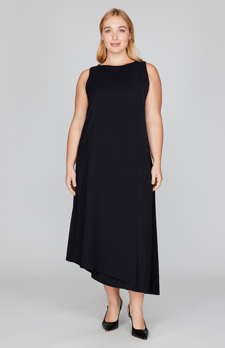 Lustrous Crepe Long Overlap Dress