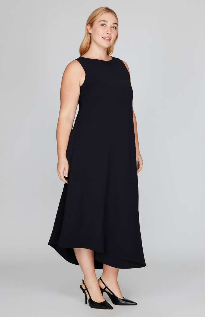 Lustrous Crepe Long Overlap Dress