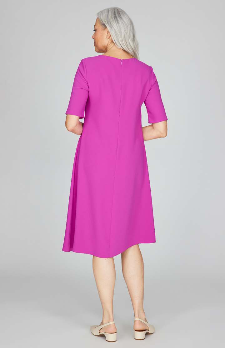 Lustrous Crepe Short Sleeve Layered Dress