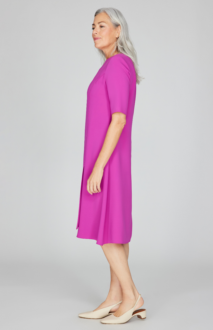 Lustrous Crepe Short Sleeve Layered Dress