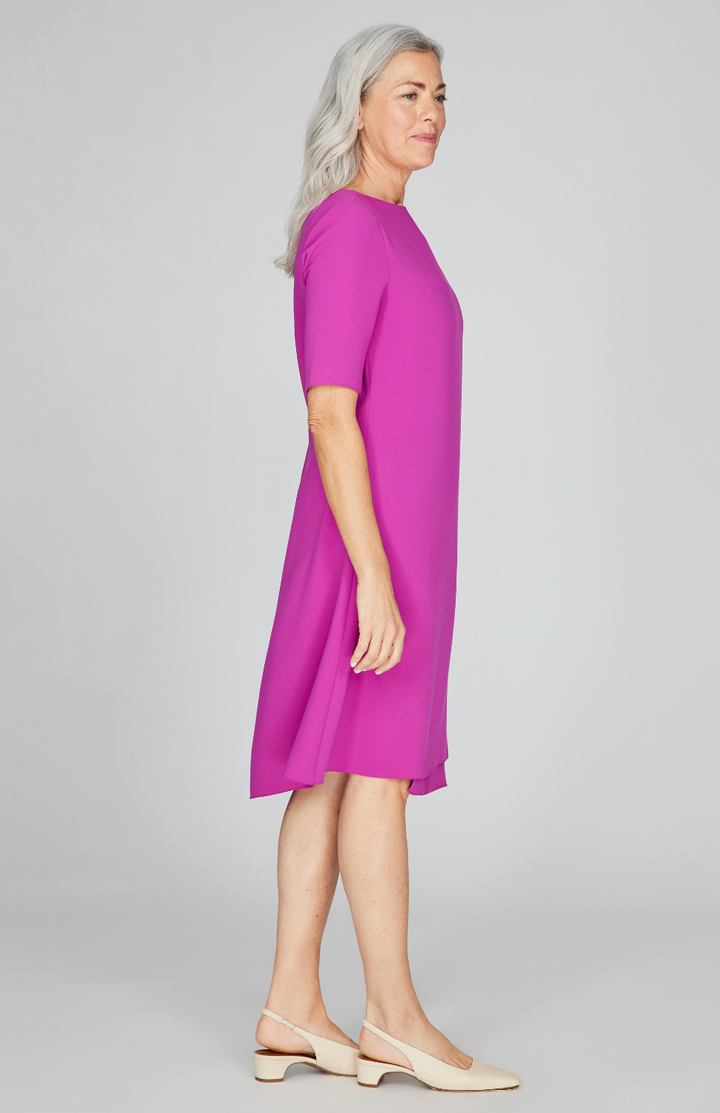 Lustrous Crepe Short Sleeve Layered Dress