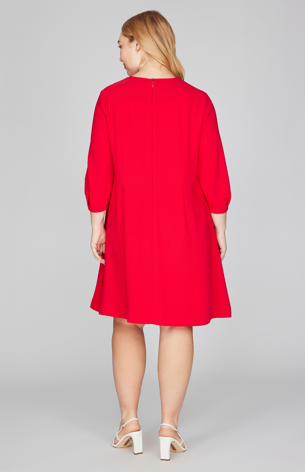 Lustrous Crepe Gather Neck Shift Dress