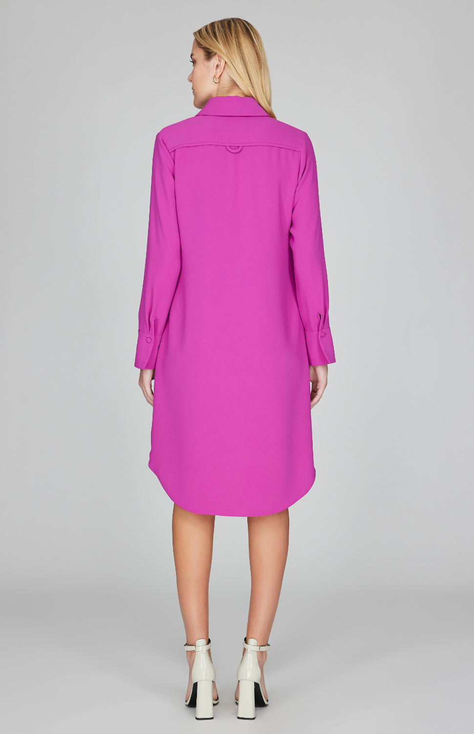 Lustrous Crepe Tailored Shirt Dress