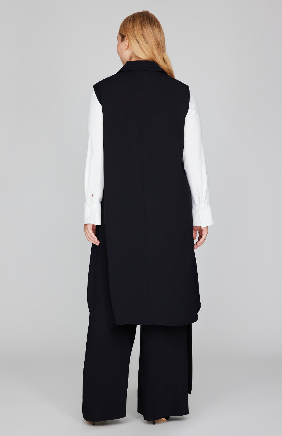 Lustrous Crepe Long Vest