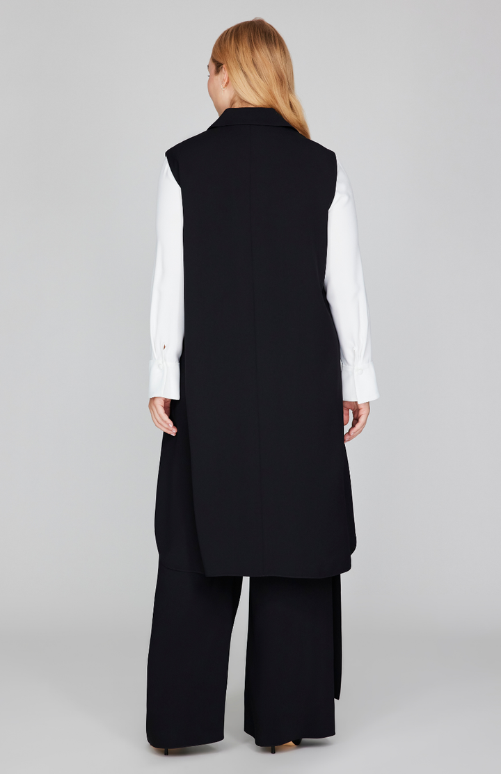 Lustrous Crepe Long Vest