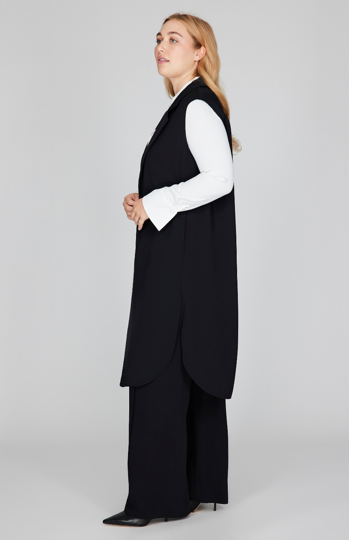 Lustrous Crepe Long Vest