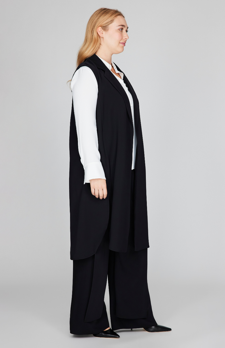Lustrous Crepe Long Vest