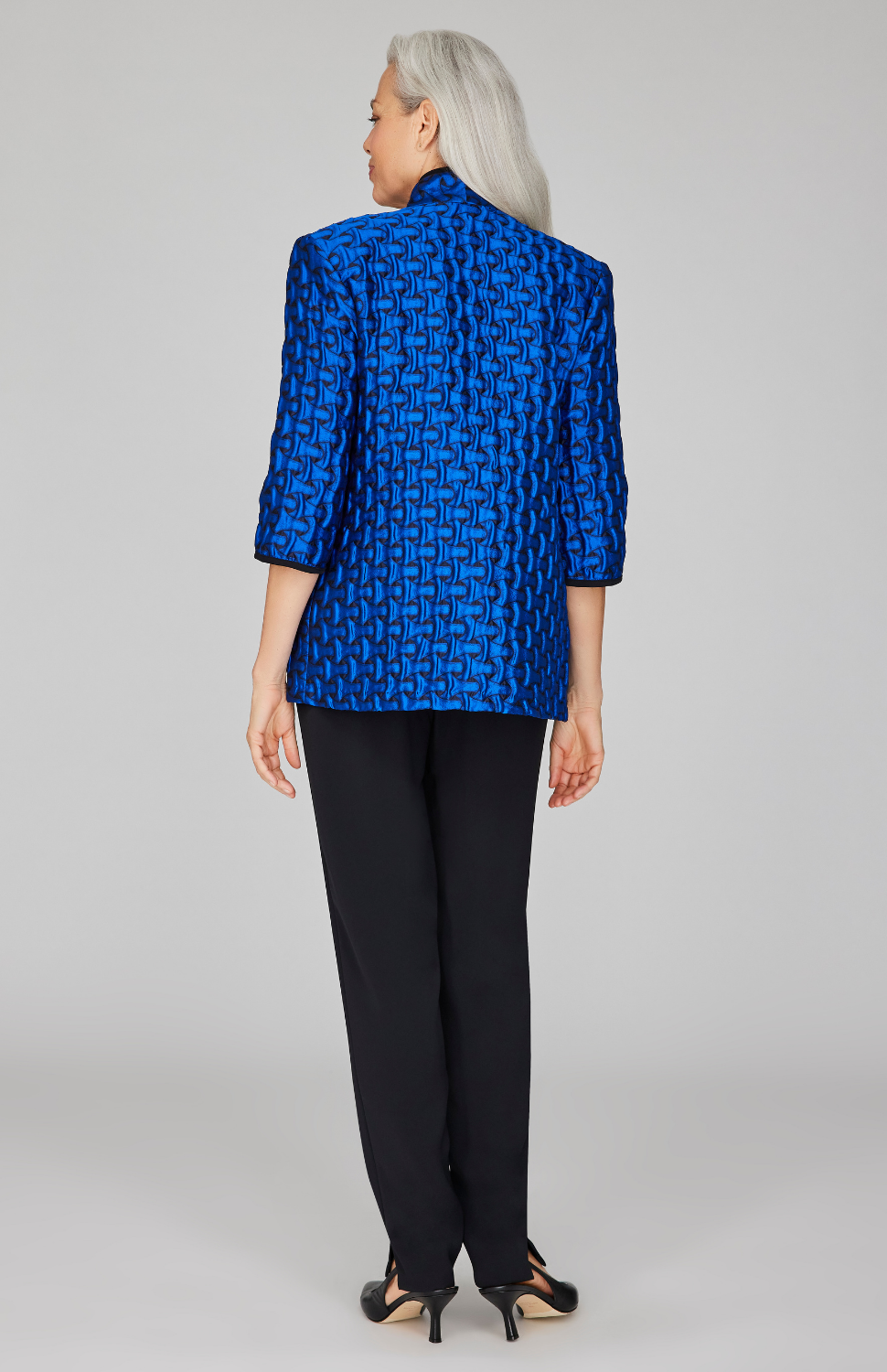 Textured Interlock Jacquard High Neck Jacket w/ Bias