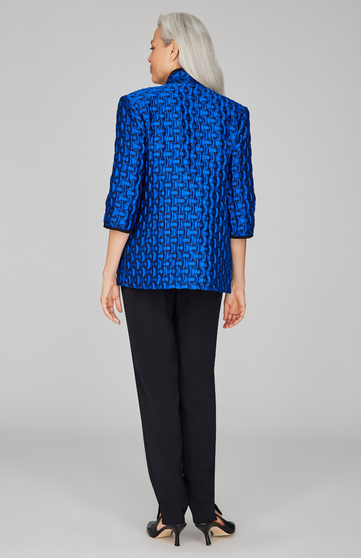 Textured Interlock Jacquard High Neck Jacket w/ Bias