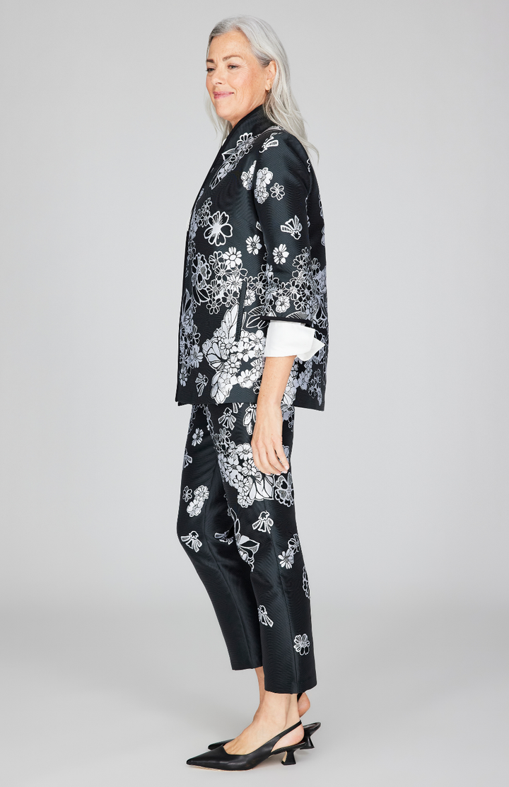 Graphic Flora Jacquard High Neck Jacket w/ Bias