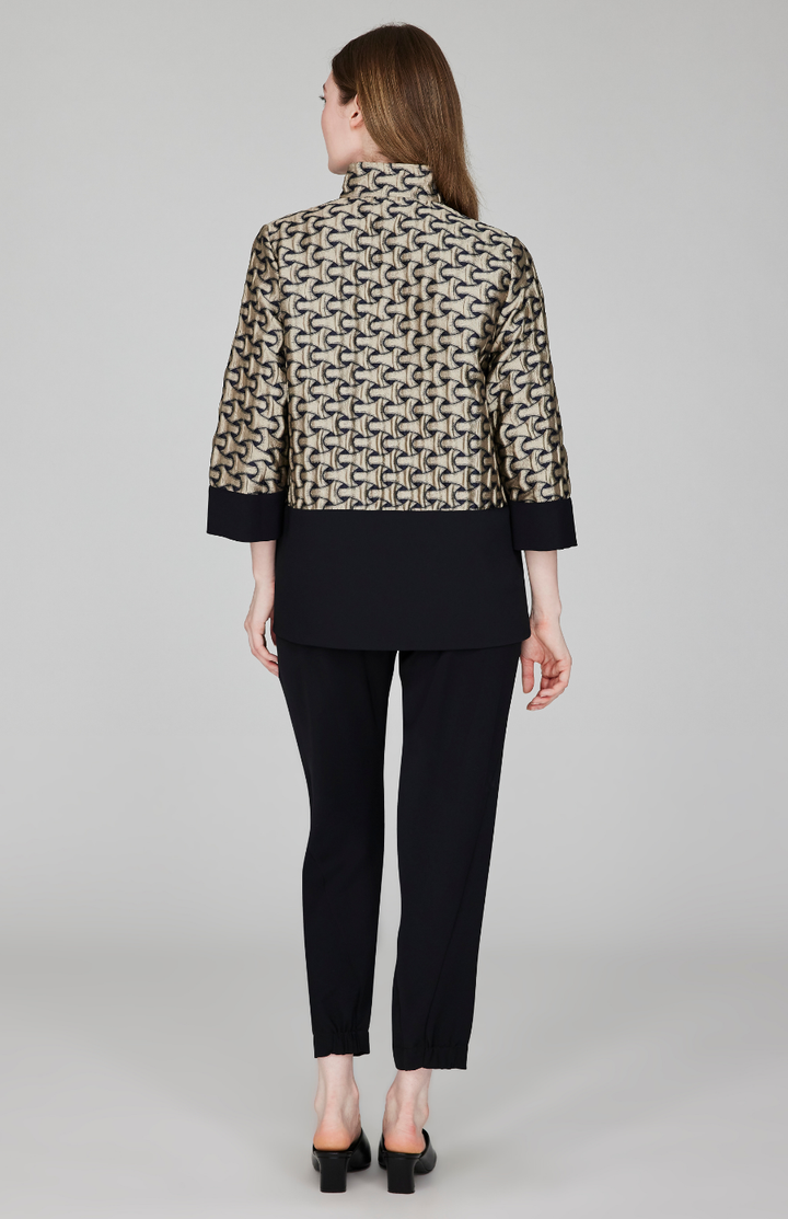 Textured Interlock Jacquard High Neck Zip Jacket