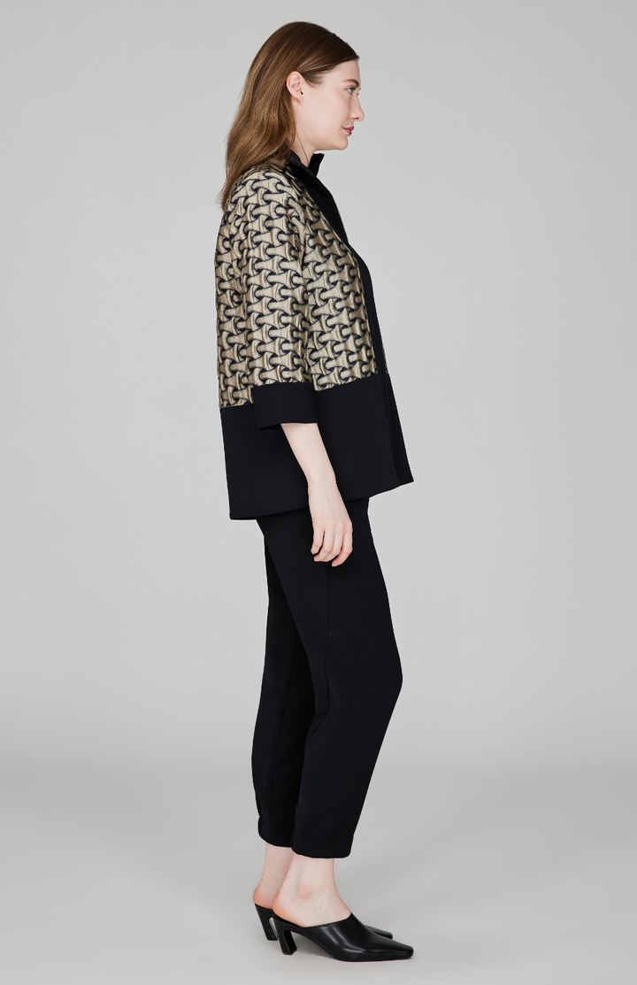 Textured Interlock Jacquard High Neck Zip Jacket