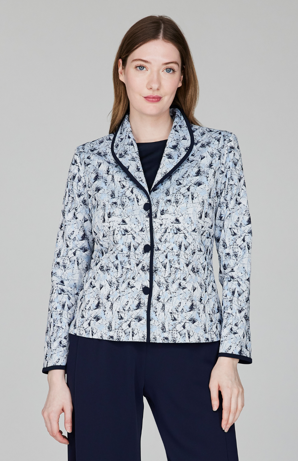 Expressionist Stretch Jacquard Wing Collar Jacket