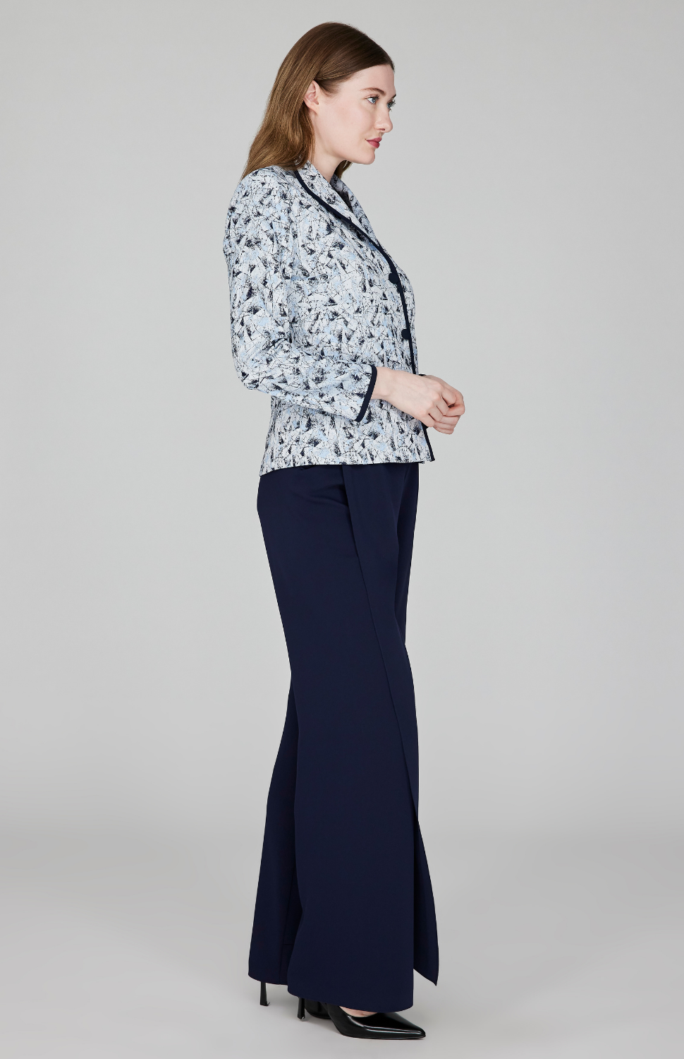 Expressionist Stretch Jacquard Wing Collar Jacket