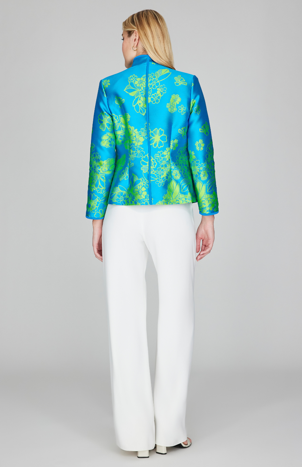 Graphic Flora Jacquard Wing Collar Jacket