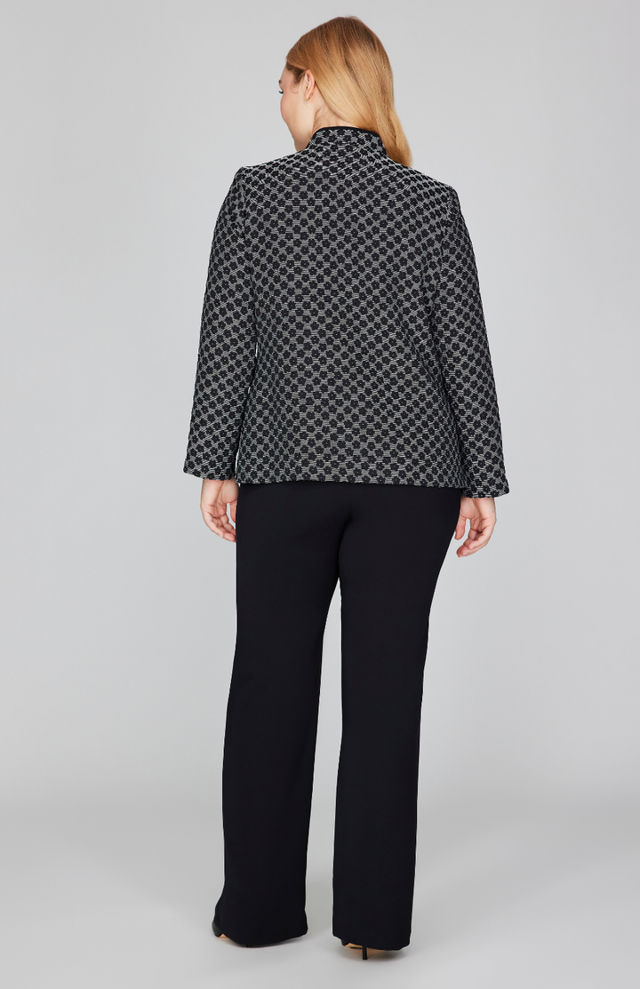 Textured Floral Jacquard Mandarin Collar Jacket