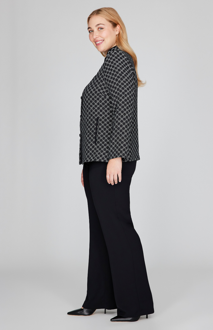 Textured Floral Jacquard Mandarin Collar Jacket