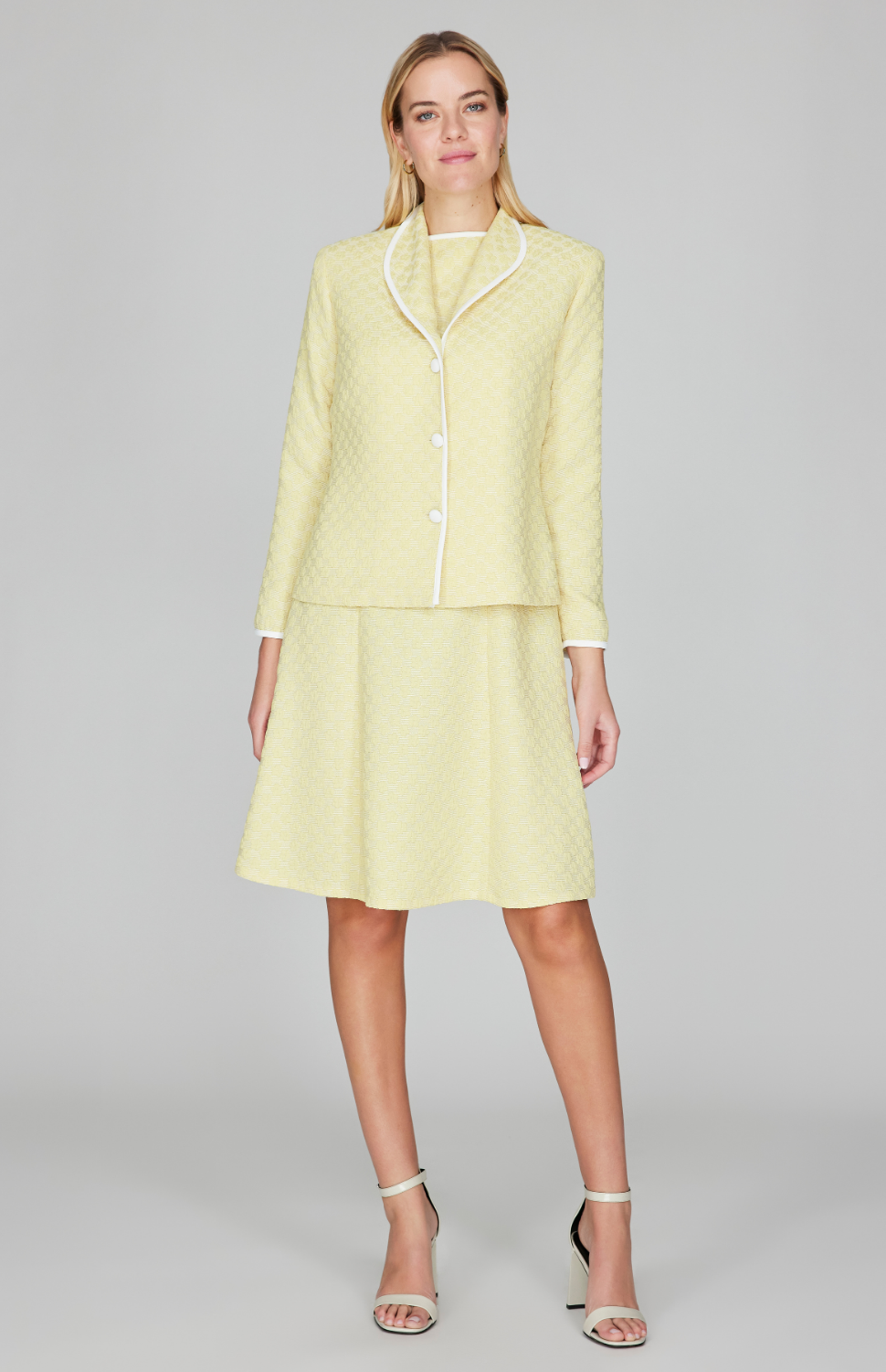 Textured Floral Jacquard Sleeveless Fit &amp; Flare Dress