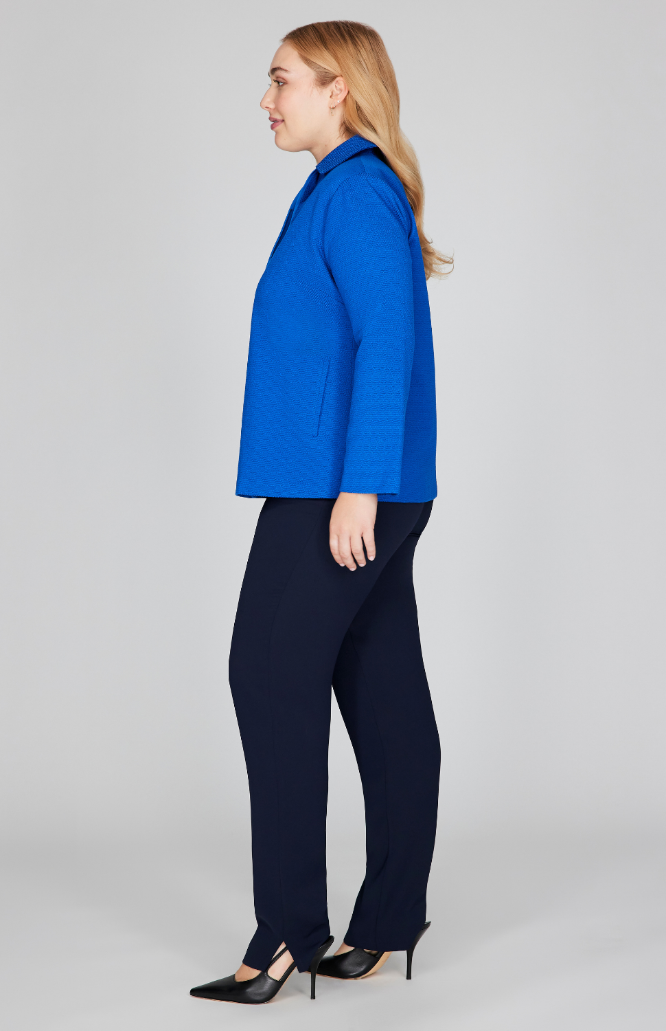 Pique Zip Front Collared Jacket