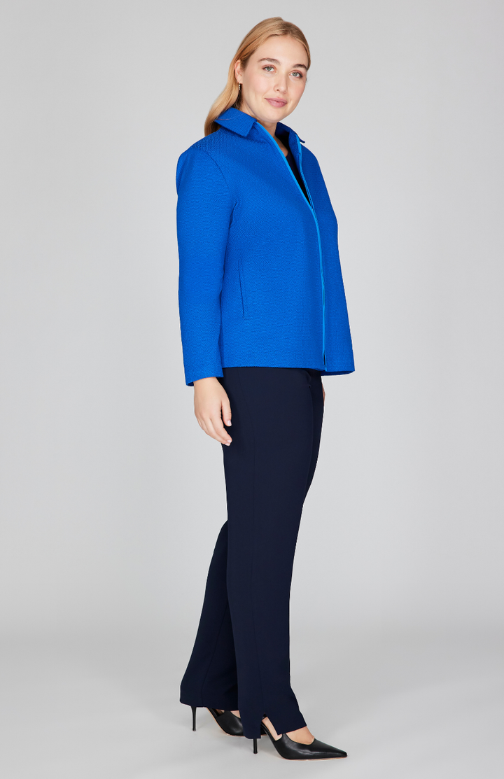 Pique Zip Front Collared Jacket