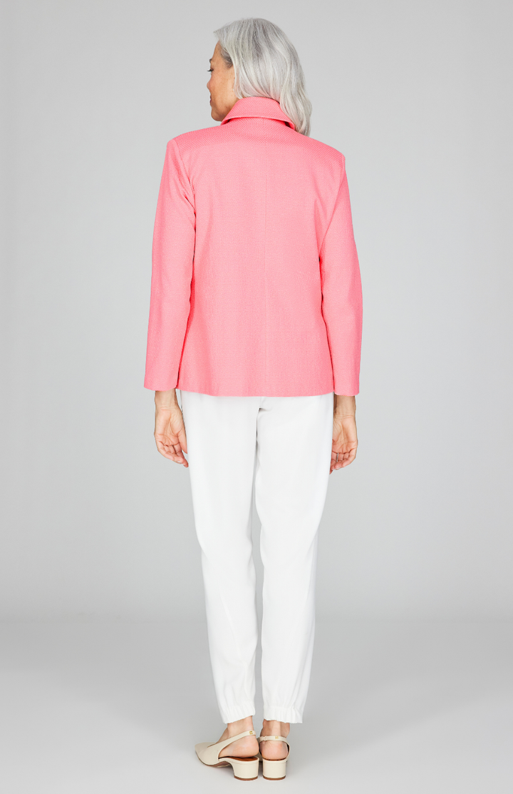 Pique Zip Front Collared Jacket