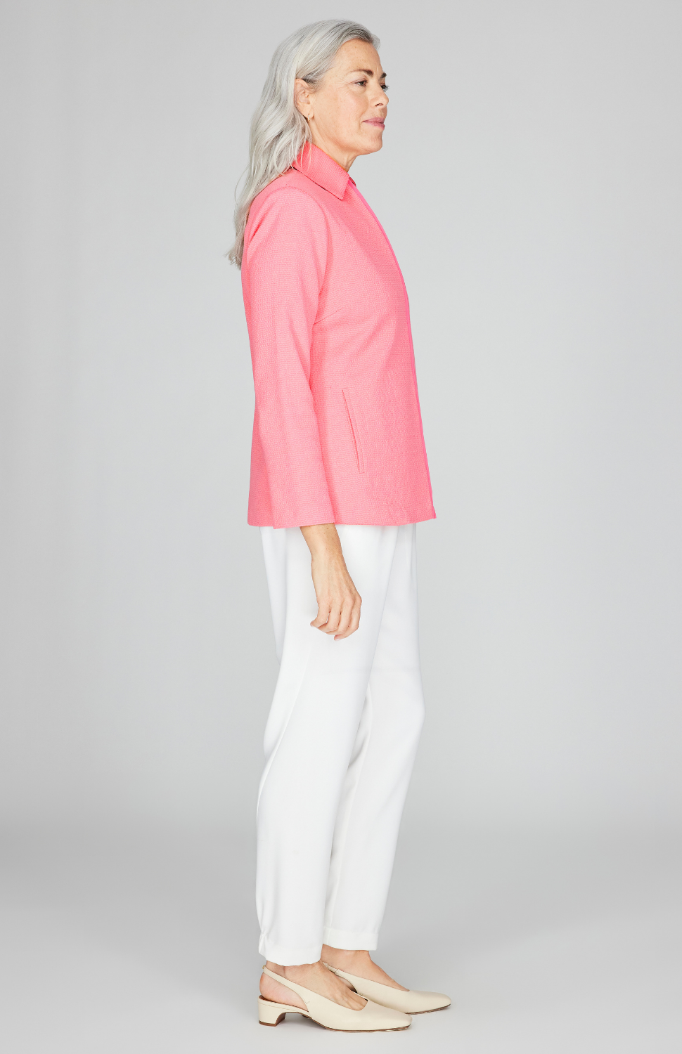 Pique Zip Front Collared Jacket