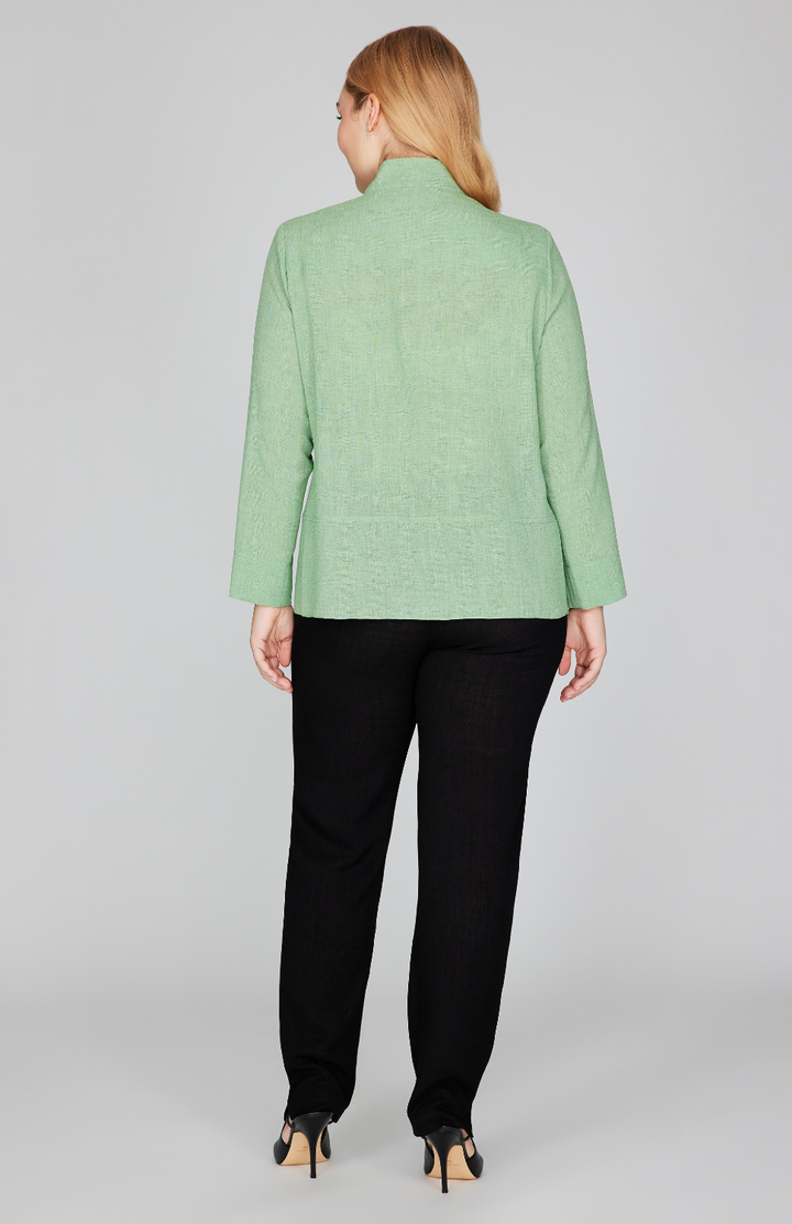 Microlinen Mandarin Collar Jacket w/ Panel Detail
