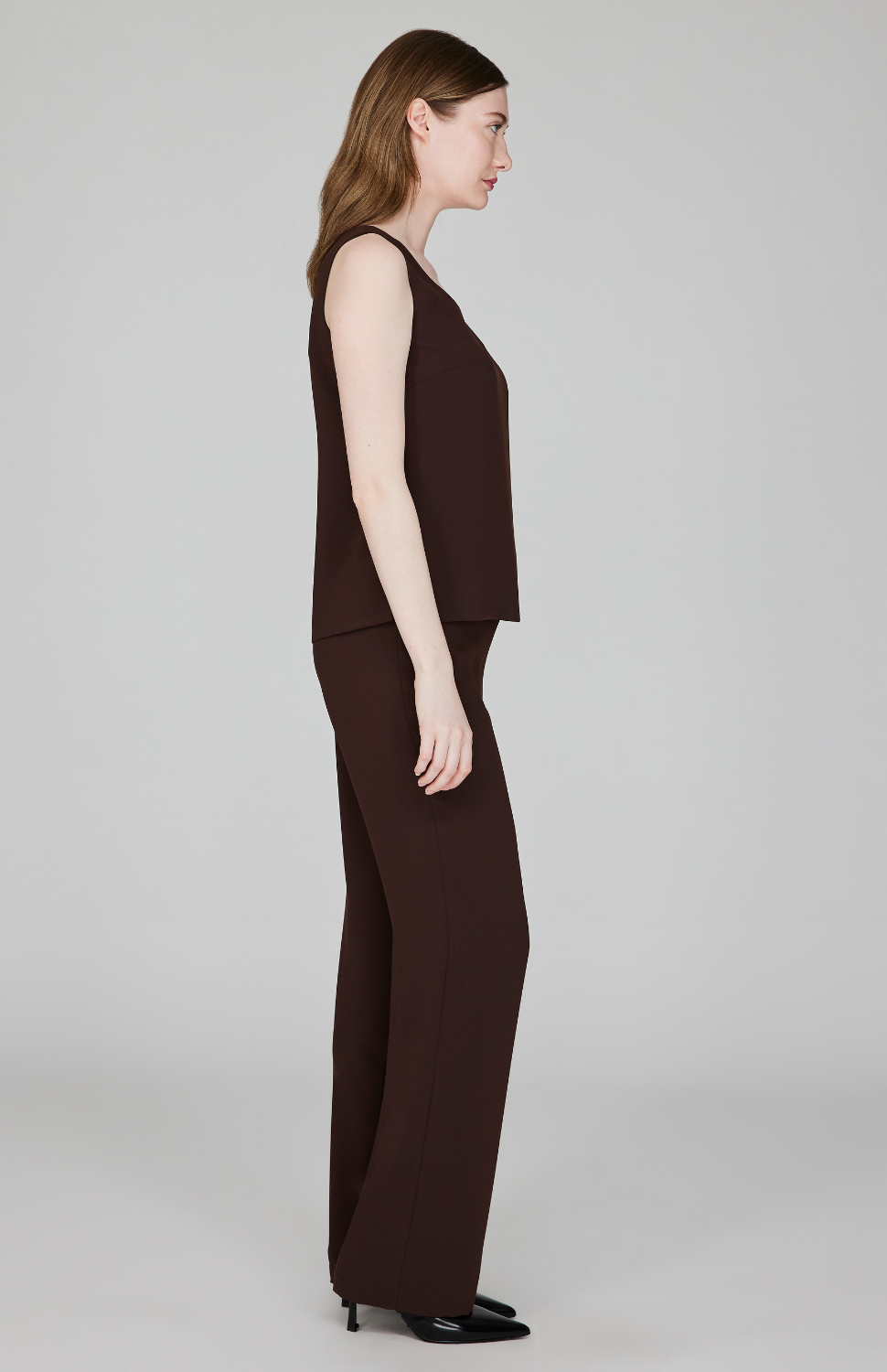 Lustrous Crepe Essential Straight Leg Pant w/Flat Front &amp; Back Elastic