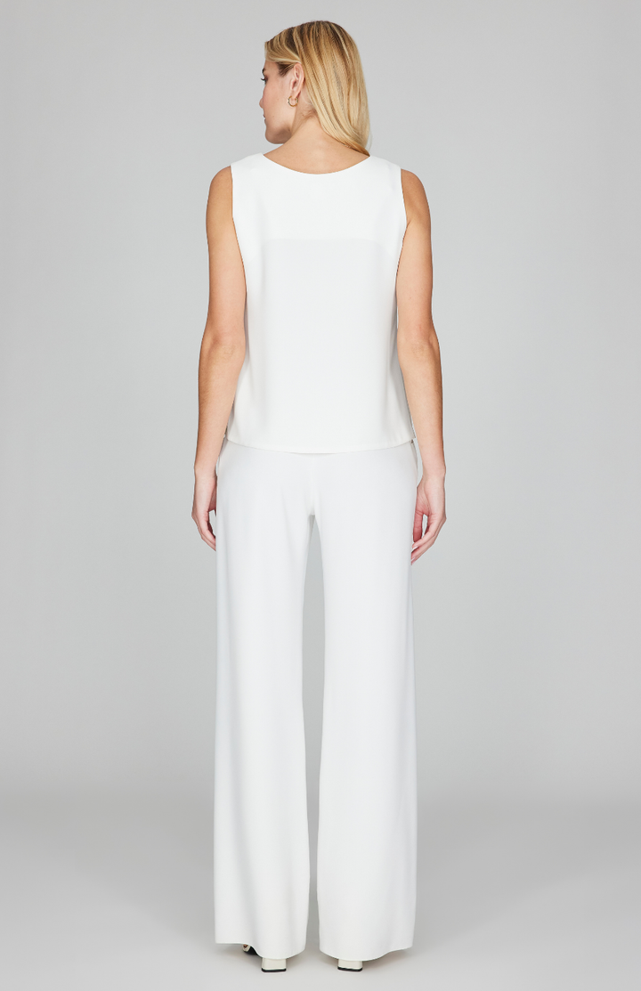 Lustrous Crepe Overlap Pant w/ Back Elastic