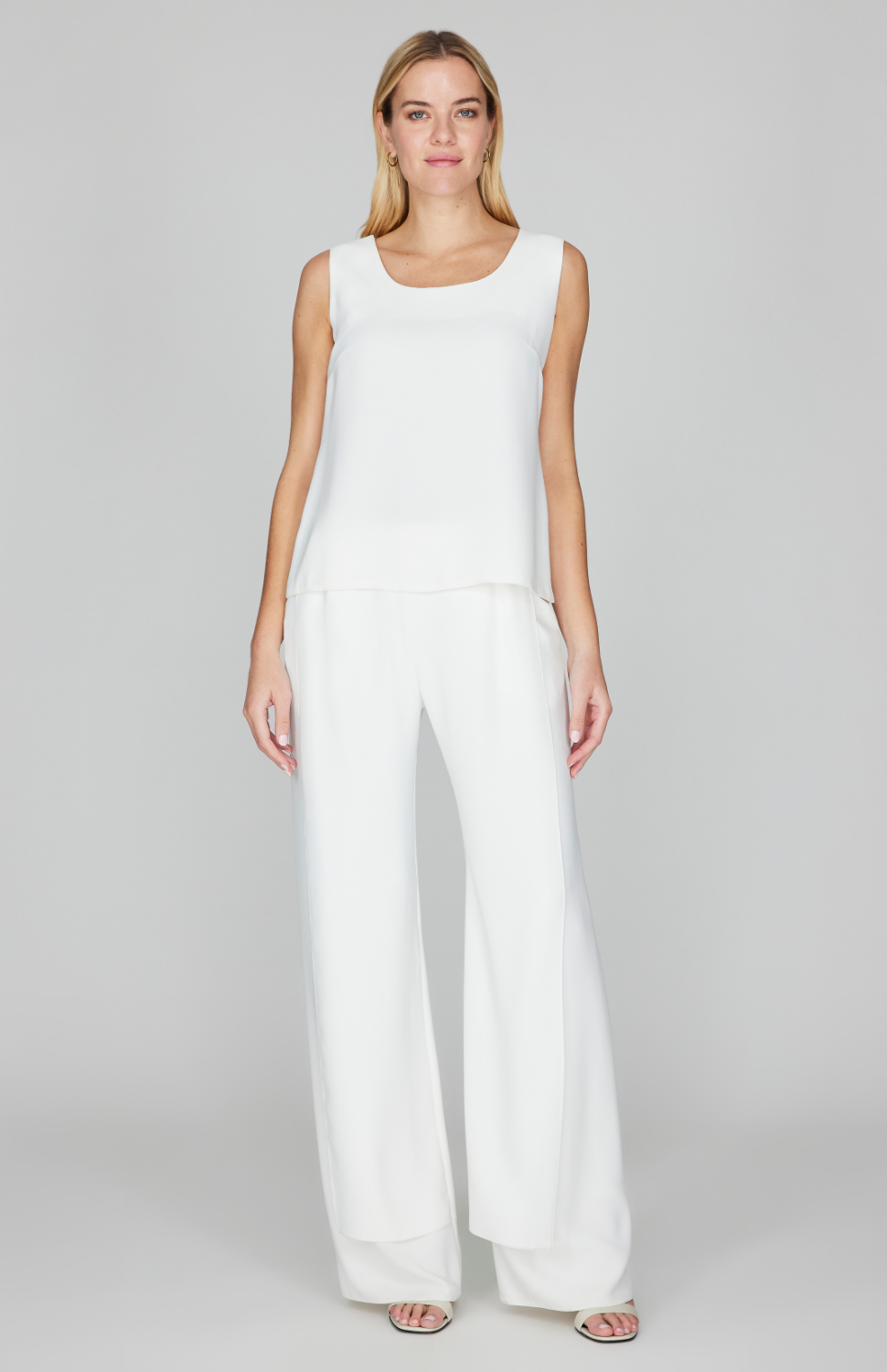 Lustrous Crepe Overlap Pant w/ Back Elastic