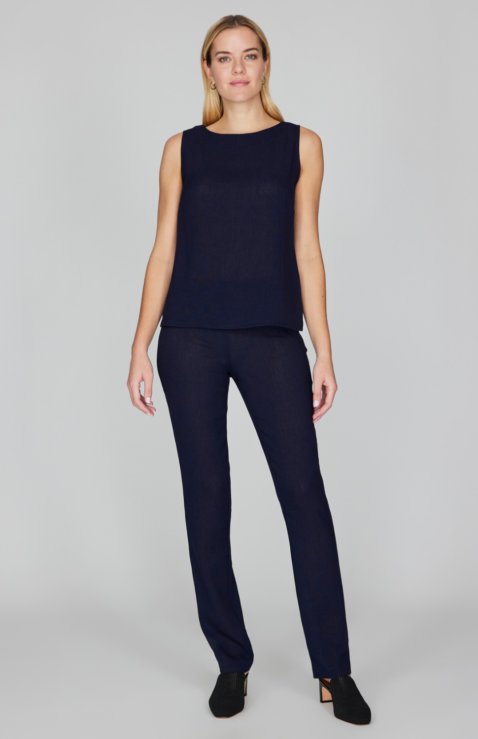 Microlinen Essential Narrow Leg Pant w/Flat Front, Back Elastic, &amp; Slimmest Fit