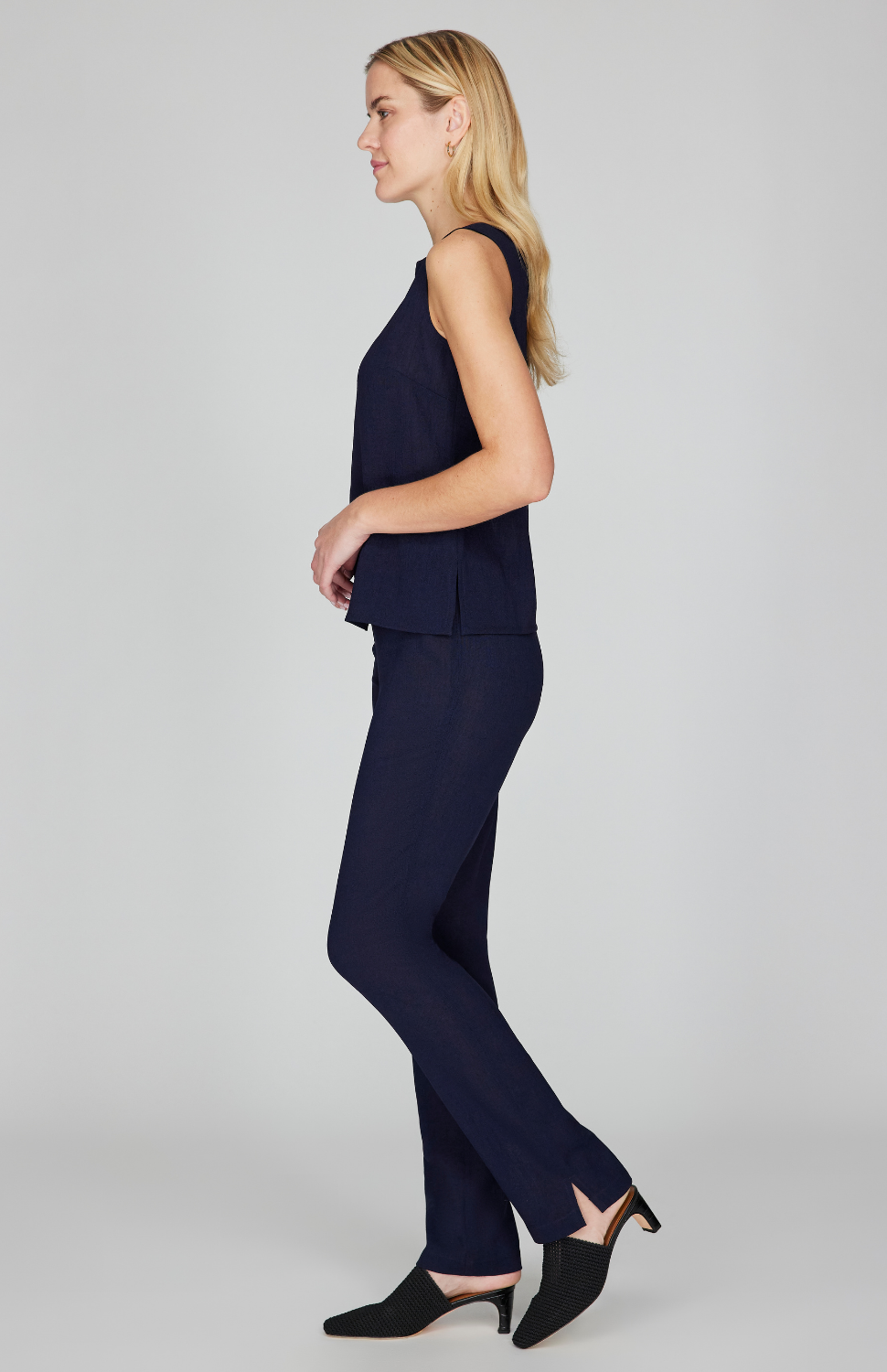 Microlinen Essential Narrow Leg Pant w/Flat Front, Back Elastic, &amp; Slimmest Fit