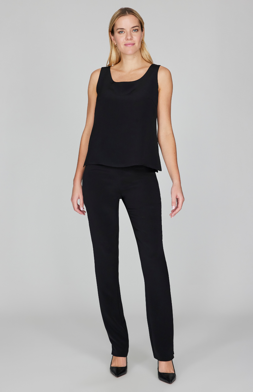 Silk Essential Narrow Leg Pant w/Flat Front, Back Elastic, &amp; Slimmest Fit