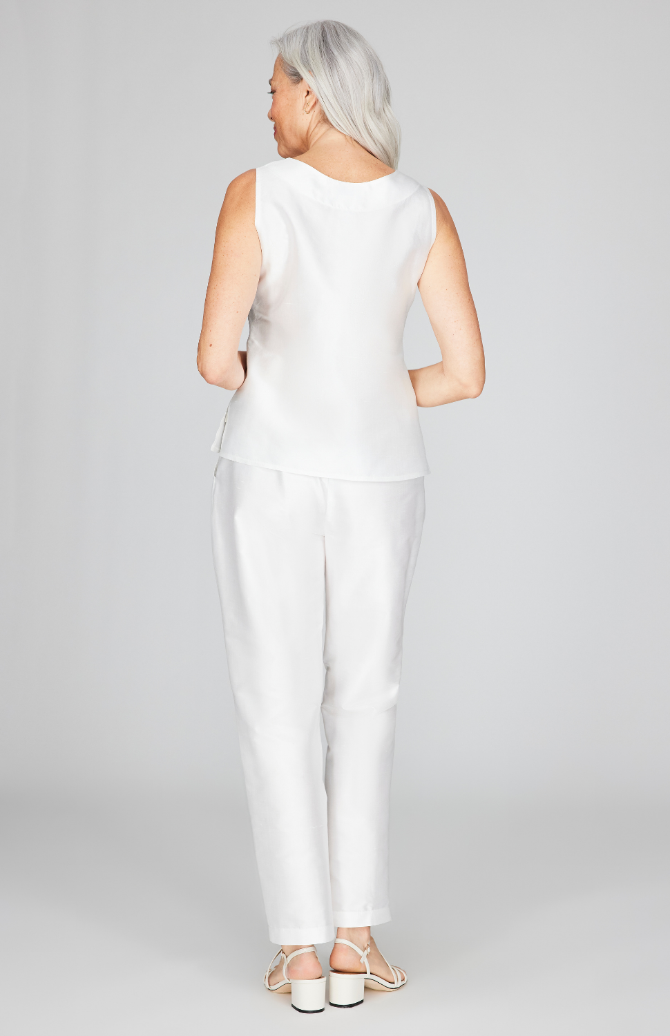 Silk Shantung Narrow Crop Pant w/ Pockets