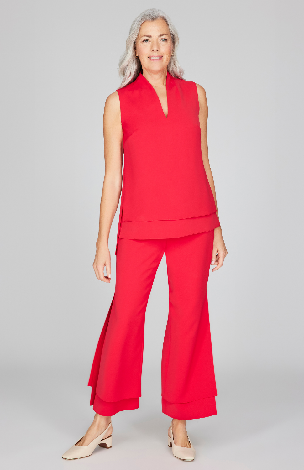Lustrous Crepe Double Layer Pant