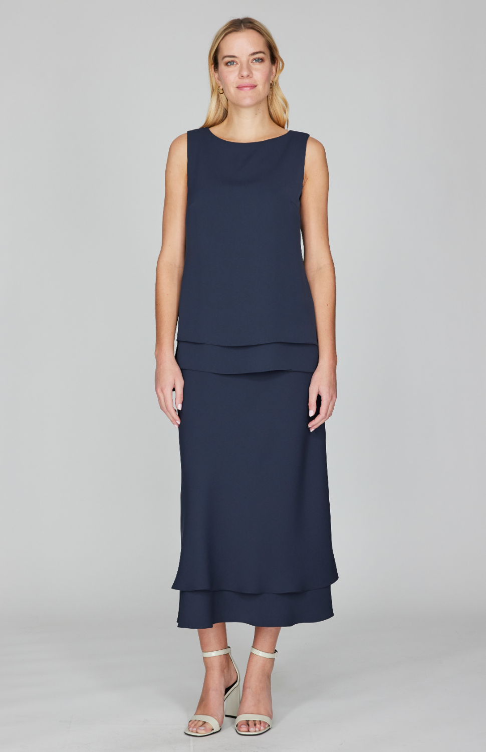 Lustrous Crepe Double Layer Skirt