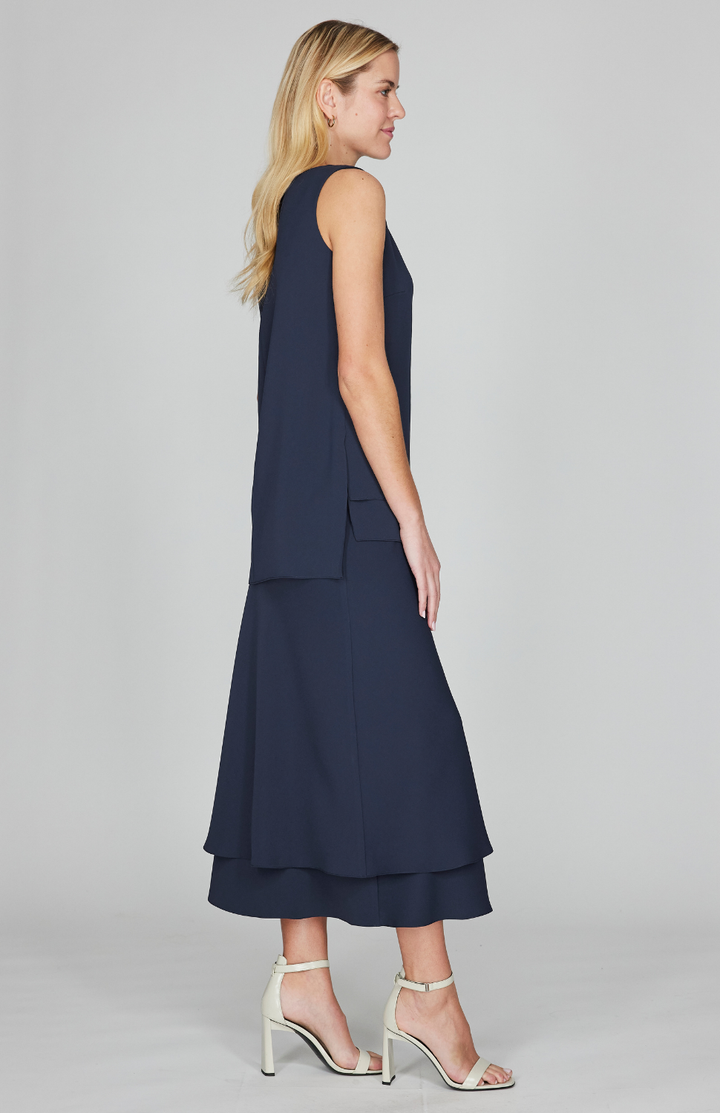 Lustrous Crepe Double Layer Skirt