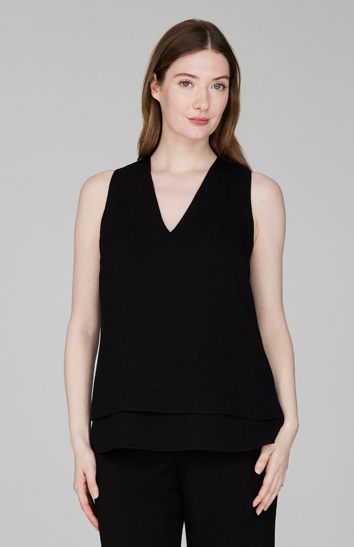 Microlinen Double Layer V Neck Tank