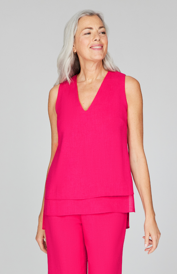 Microlinen Double Layer V Neck Tank